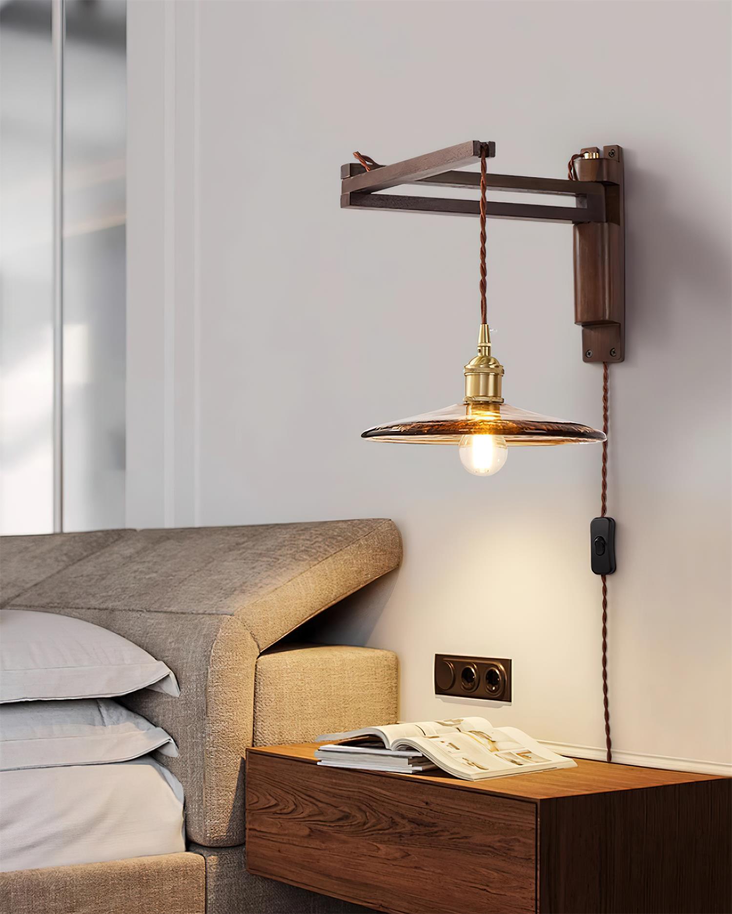 Geyla Rustic Wooden Wall Lamp Plug /Hardwire - Letslighting