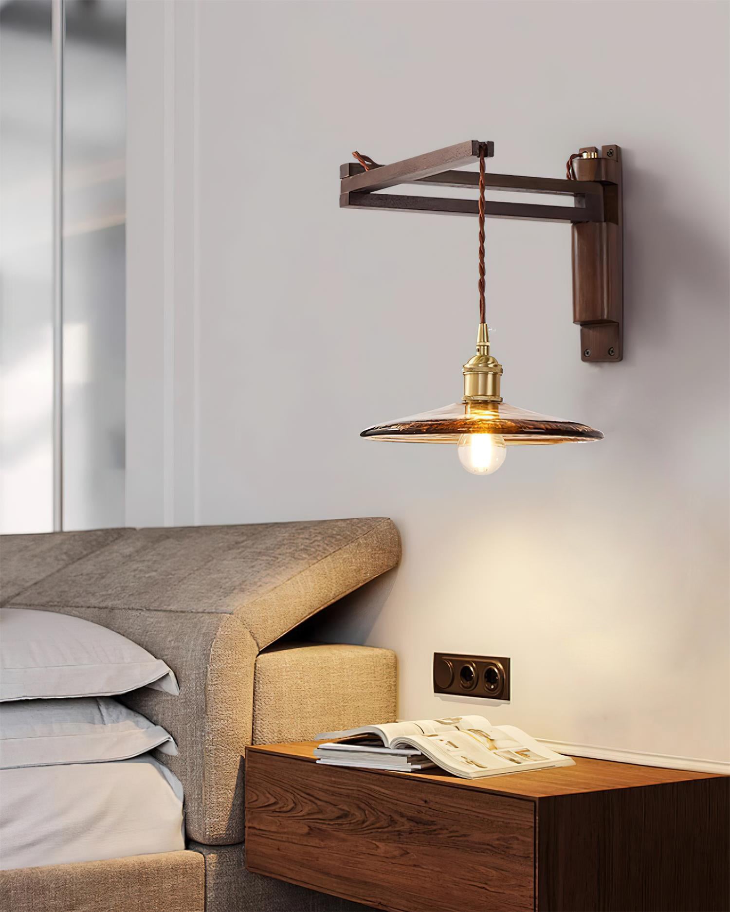 Geyla Rustic Wooden Wall Lamp Plug /Hardwire - Letslighting
