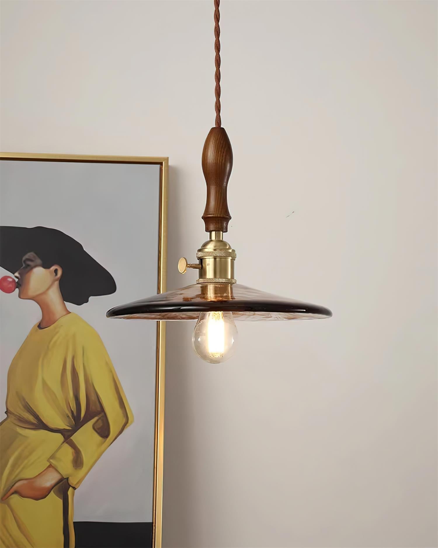 Vintage Misico Pendant Lamp Glass Brass Rustic - Letslighting