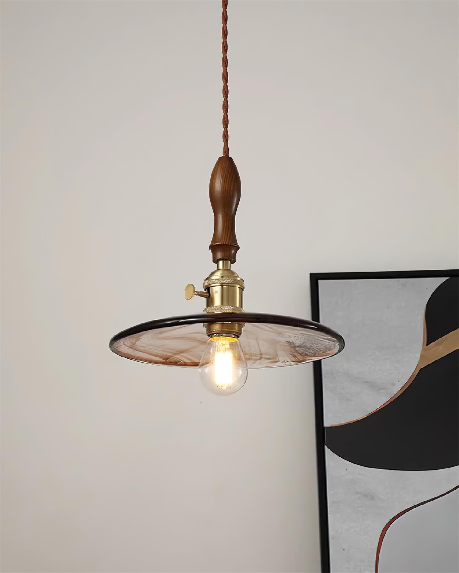 Vintage Misico Pendant Lamp Glass Brass Rustic - Letslighting