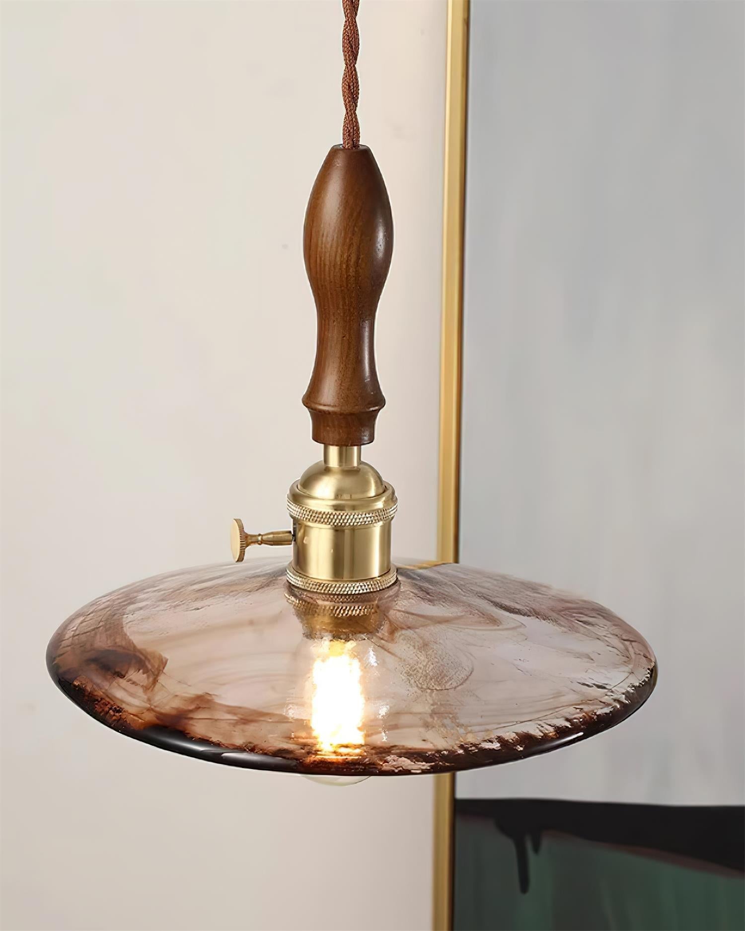 Vintage Misico Pendant Lamp Glass Brass Rustic - Letslighting