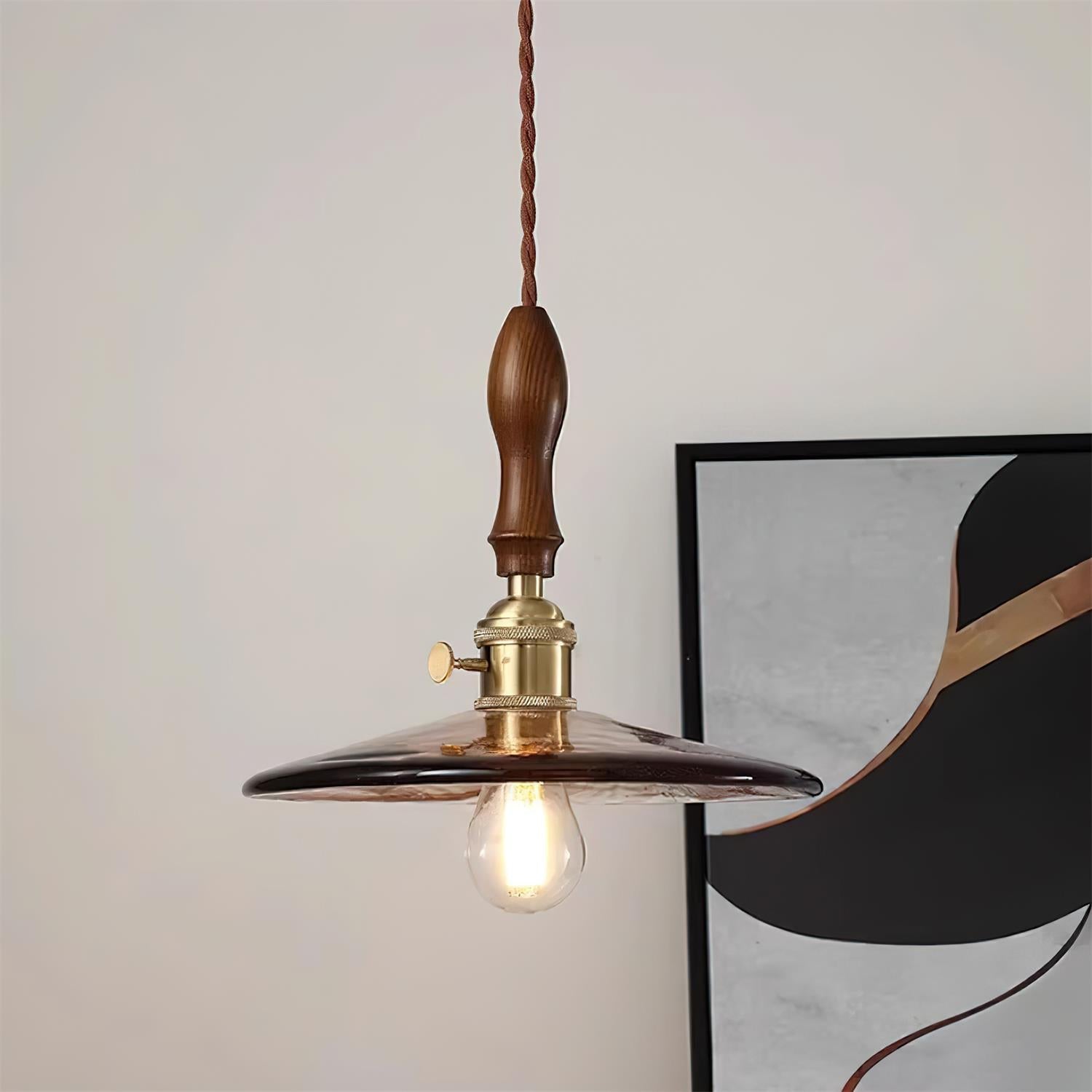 Vintage Misico Pendant Lamp Glass Brass Rustic - Letslighting