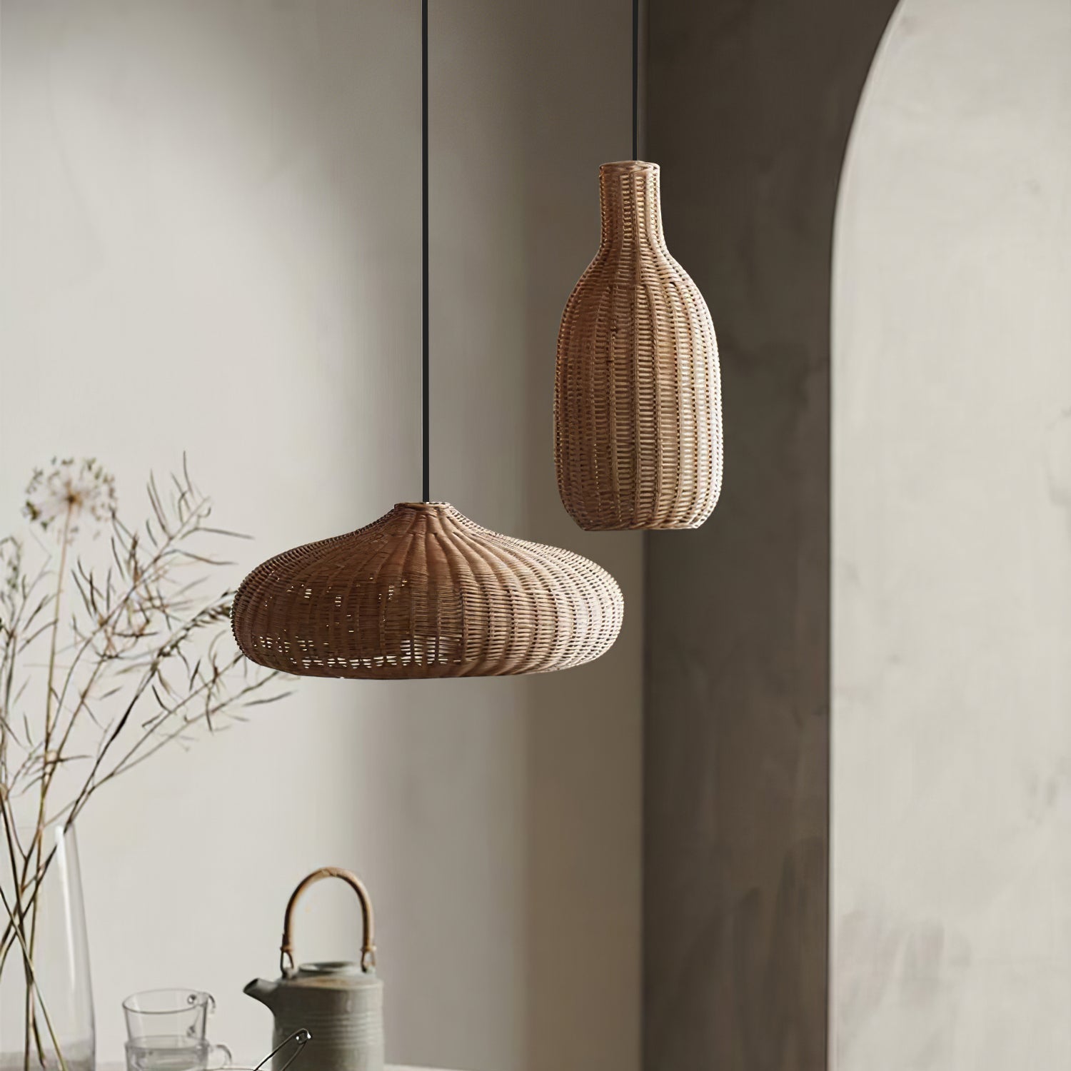 Savana Lampe Pendante Rétro en Rotin - Neutralighting