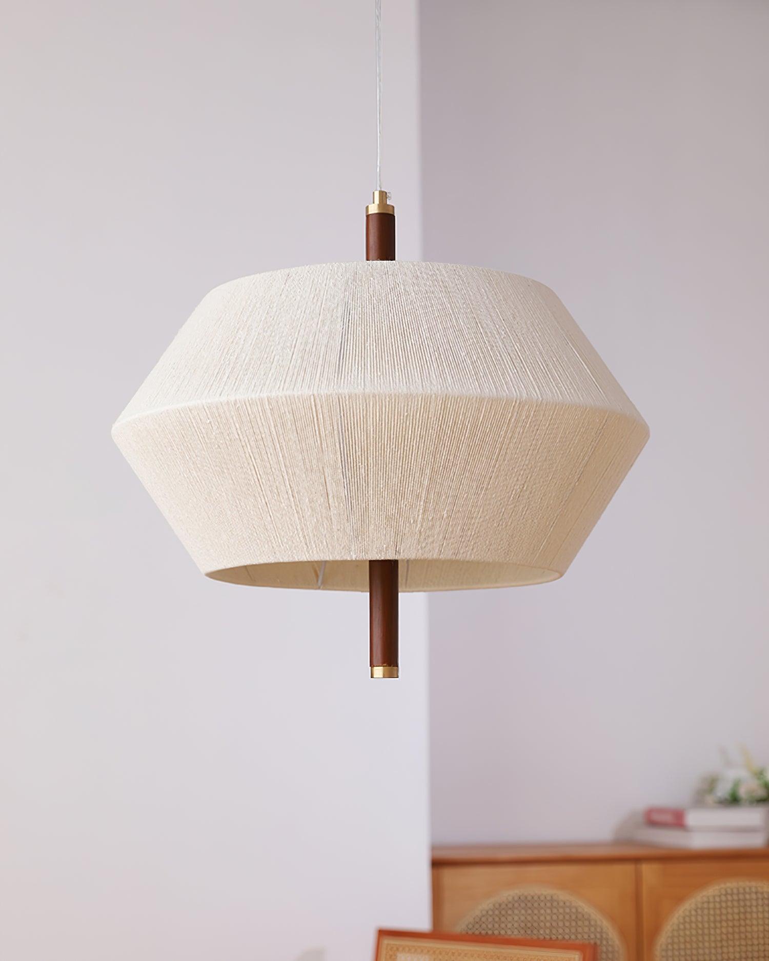 Pendant Lamp Cotton-Thread Shade Walnut Wood Natural - Letslighting