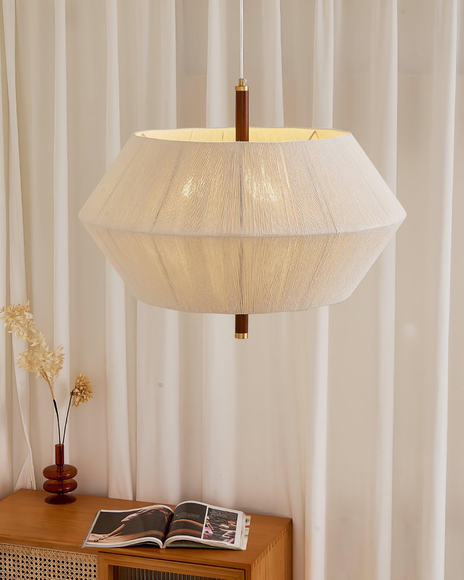 Pendant Lamp Cotton-Thread Shade Walnut Wood Natural - Letslighting