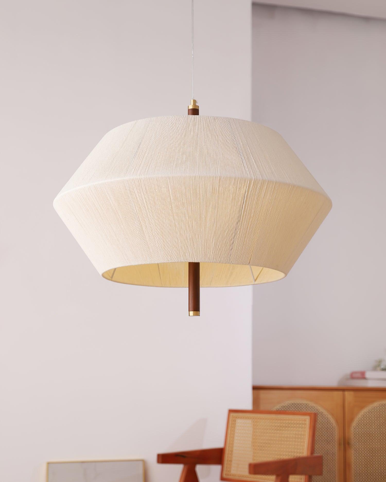 Pendant Lamp Cotton-Thread Shade Walnut Wood Natural - Letslighting
