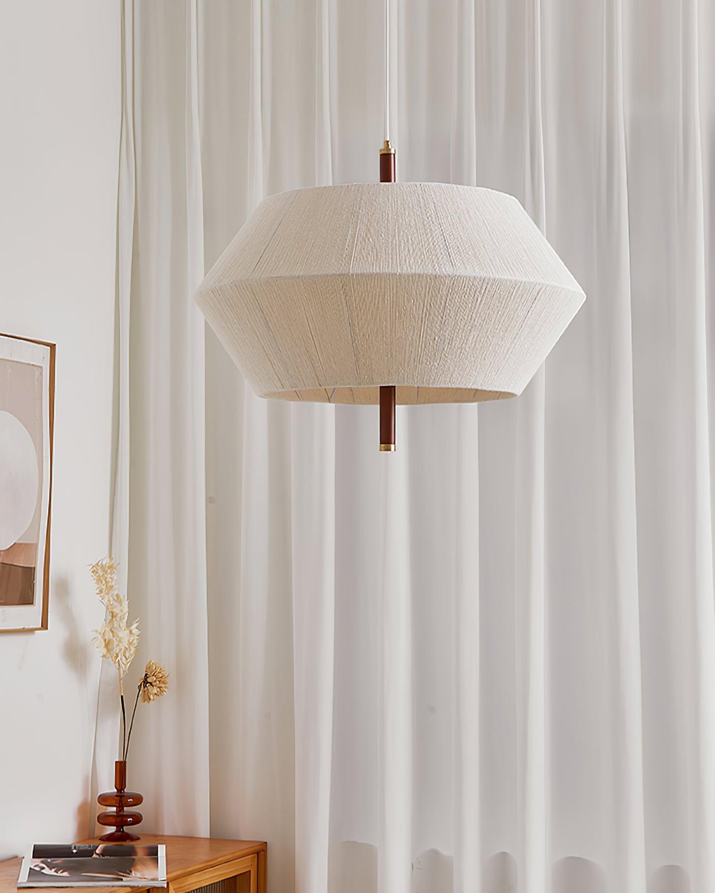 Pendant Lamp Cotton-Thread Shade Walnut Wood Natural - Letslighting