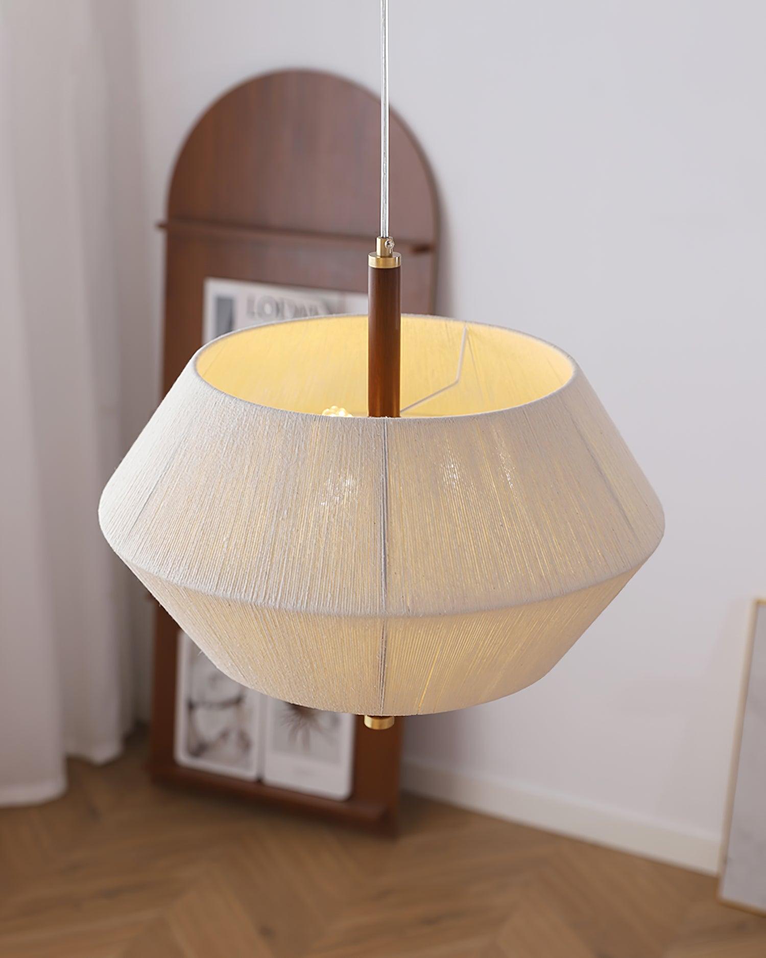 Pendant Lamp Cotton-Thread Shade Walnut Wood Natural - Letslighting