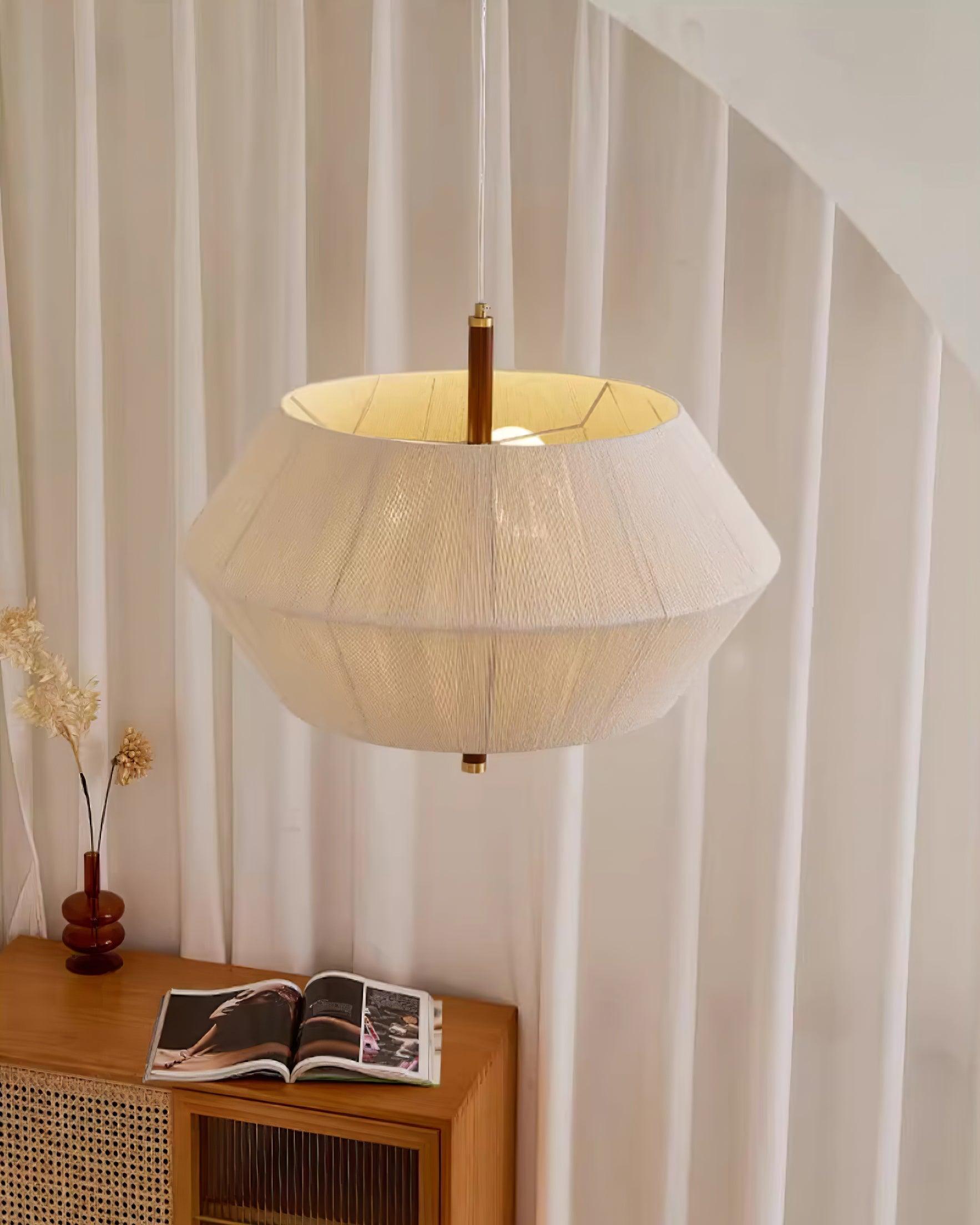 Pendant Lamp Cotton-Thread Shade Walnut Wood Natural - Letslighting