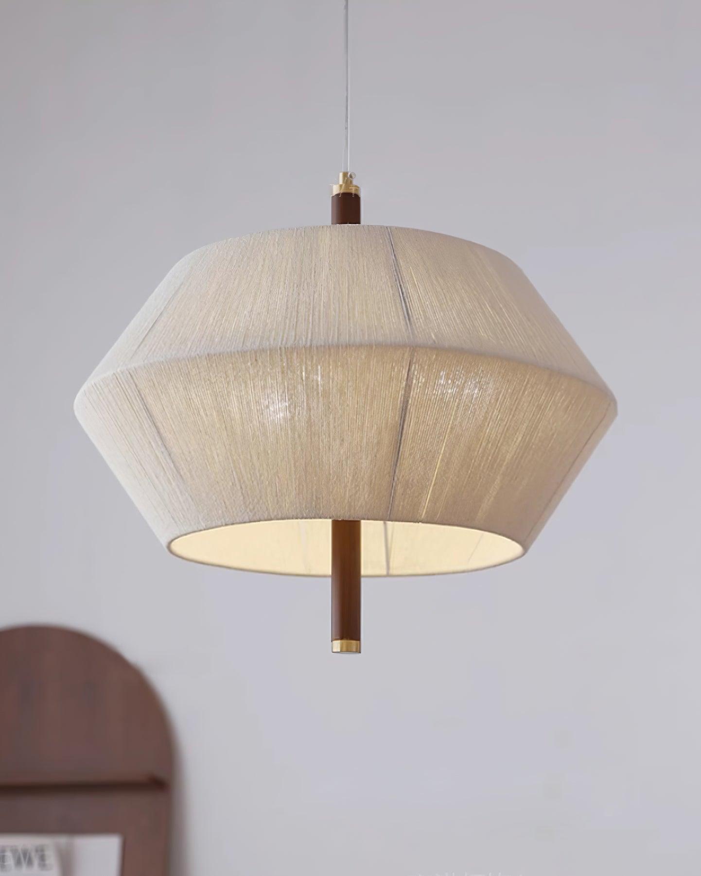 Pendant Lamp Cotton-Thread Shade Walnut Wood Natural - Letslighting
