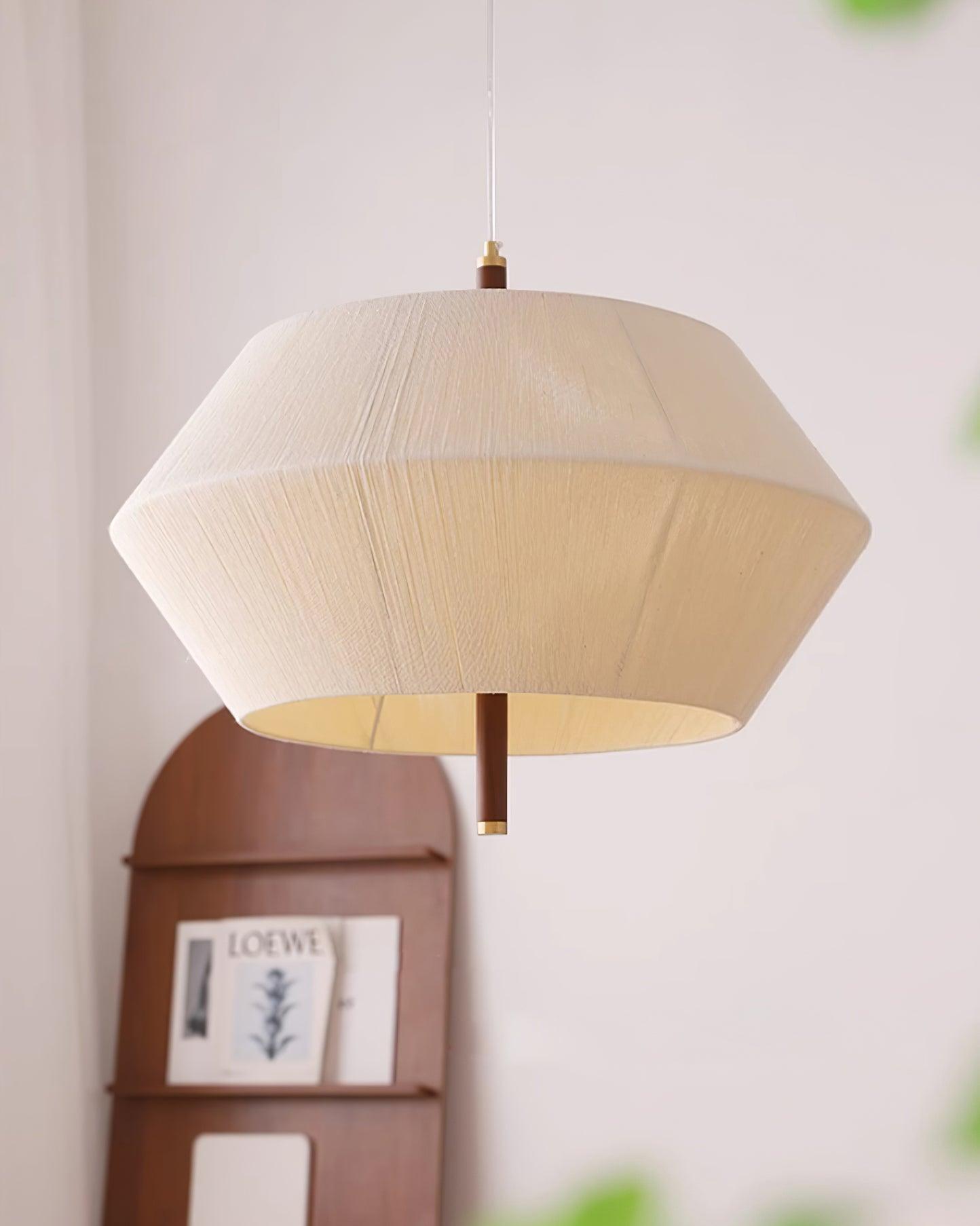 Pendant Lamp Cotton-Thread Shade Walnut Wood Natural - Letslighting