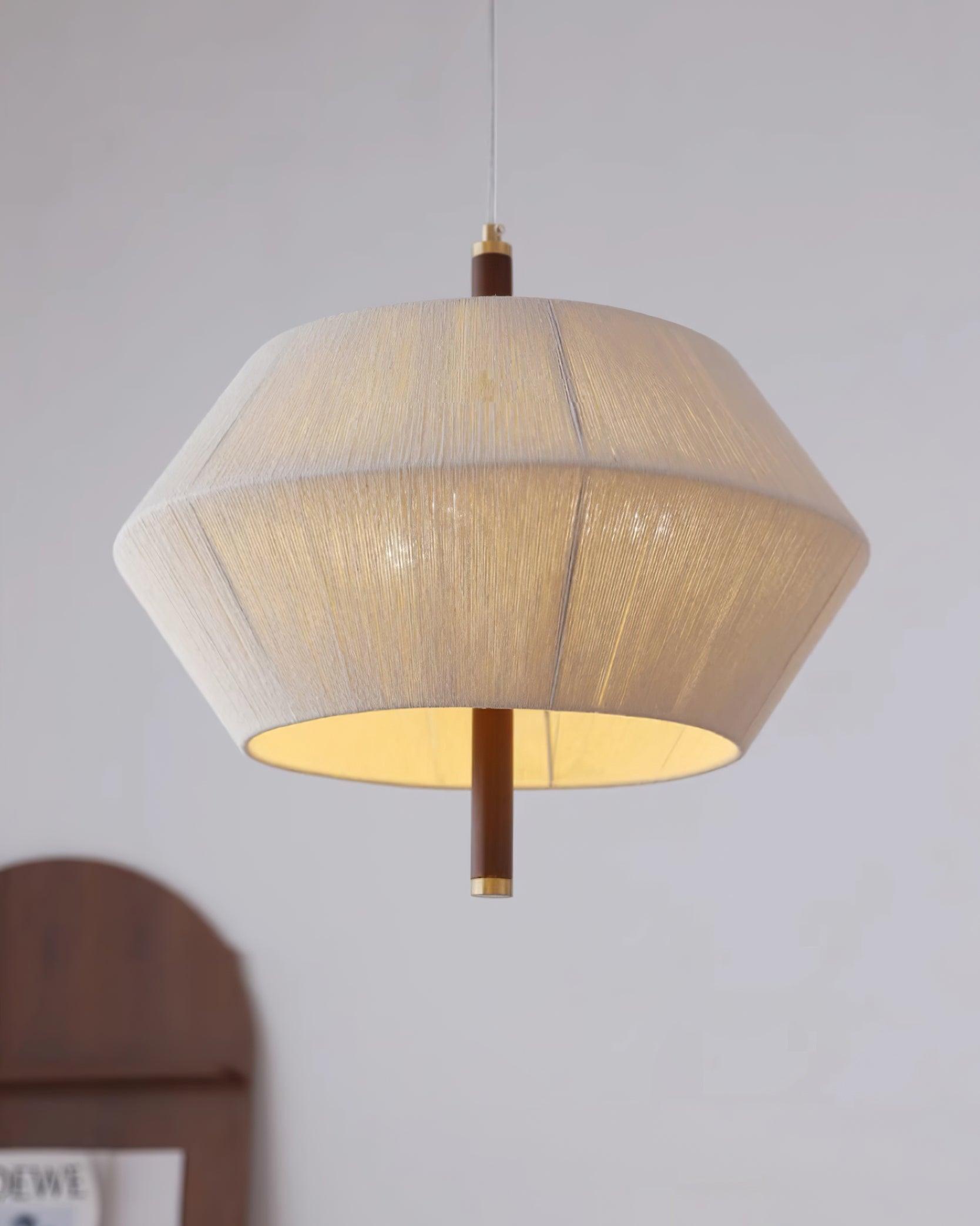 Pendant Lamp Cotton-Thread Shade Walnut Wood Natural - Letslighting