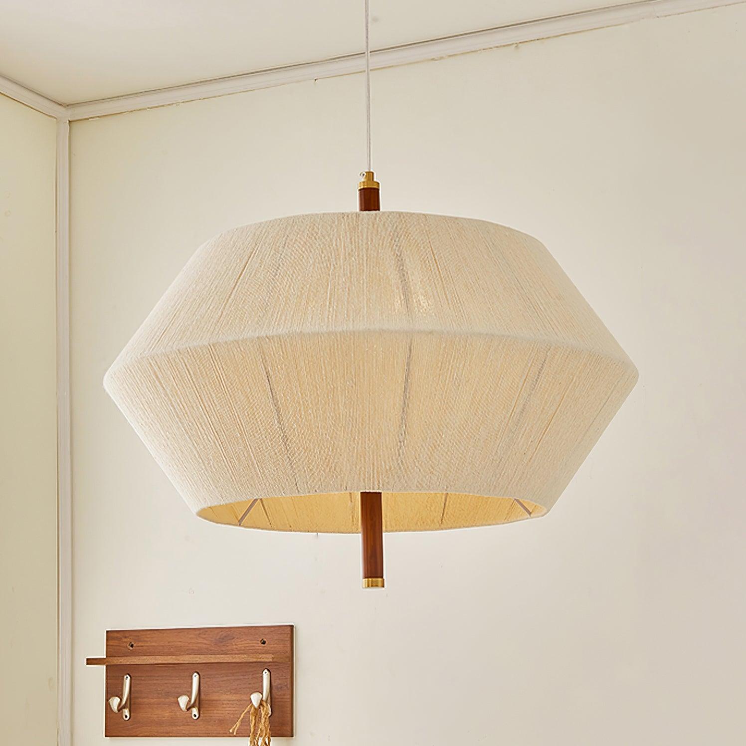 Pendant Lamp Cotton-Thread Shade Walnut Wood Natural - Letslighting
