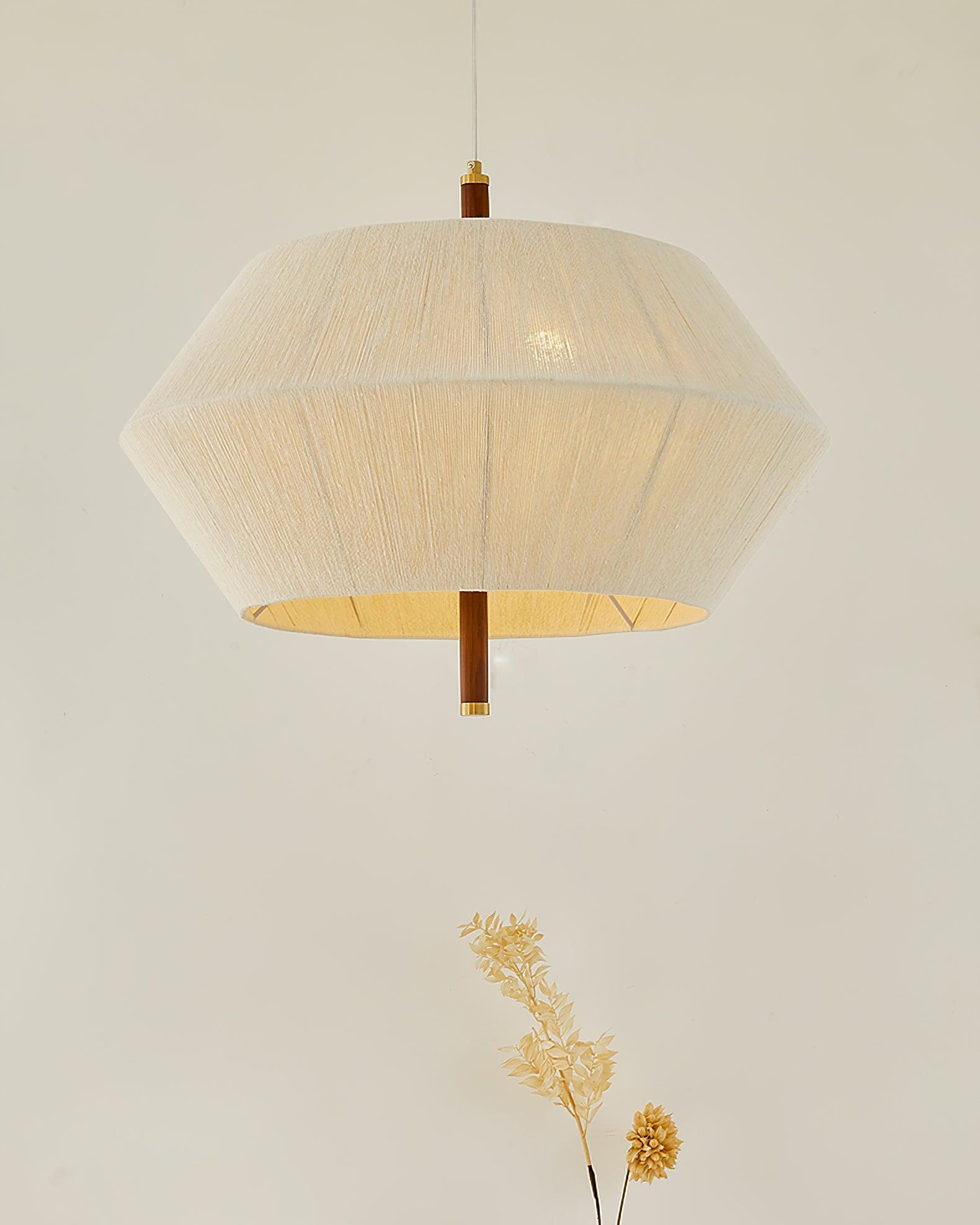 Pendant Lamp Cotton-Thread Shade Walnut Wood Natural - Letslighting