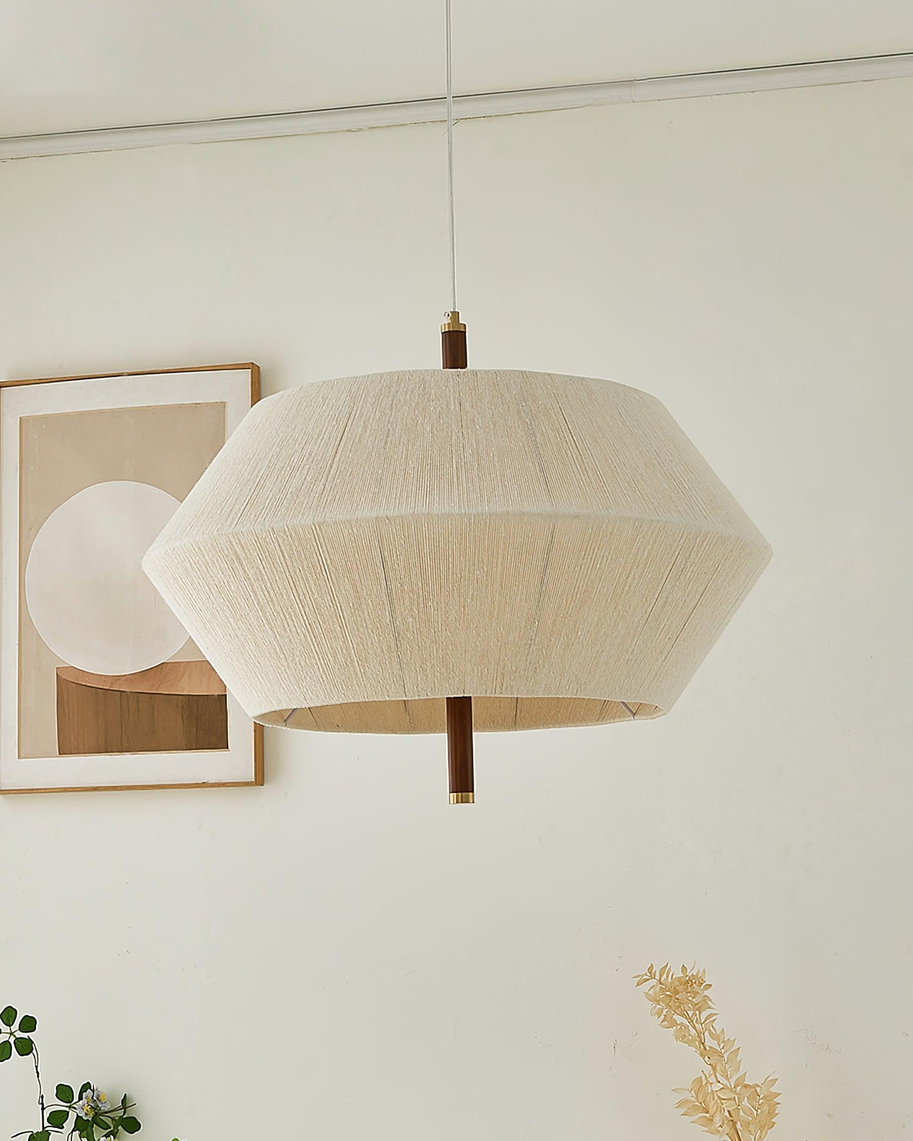 Pendant Lamp Cotton-Thread Shade Walnut Wood Natural - Letslighting