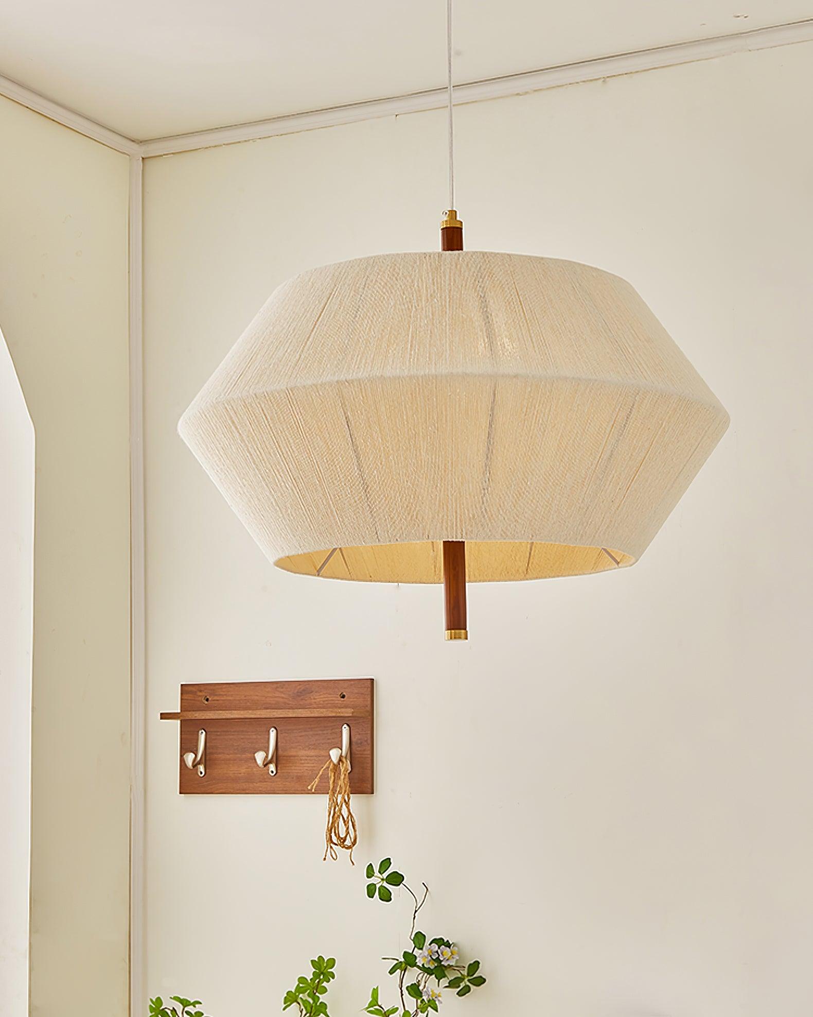 Pendant Lamp Cotton-Thread Shade Walnut Wood Natural - Letslighting
