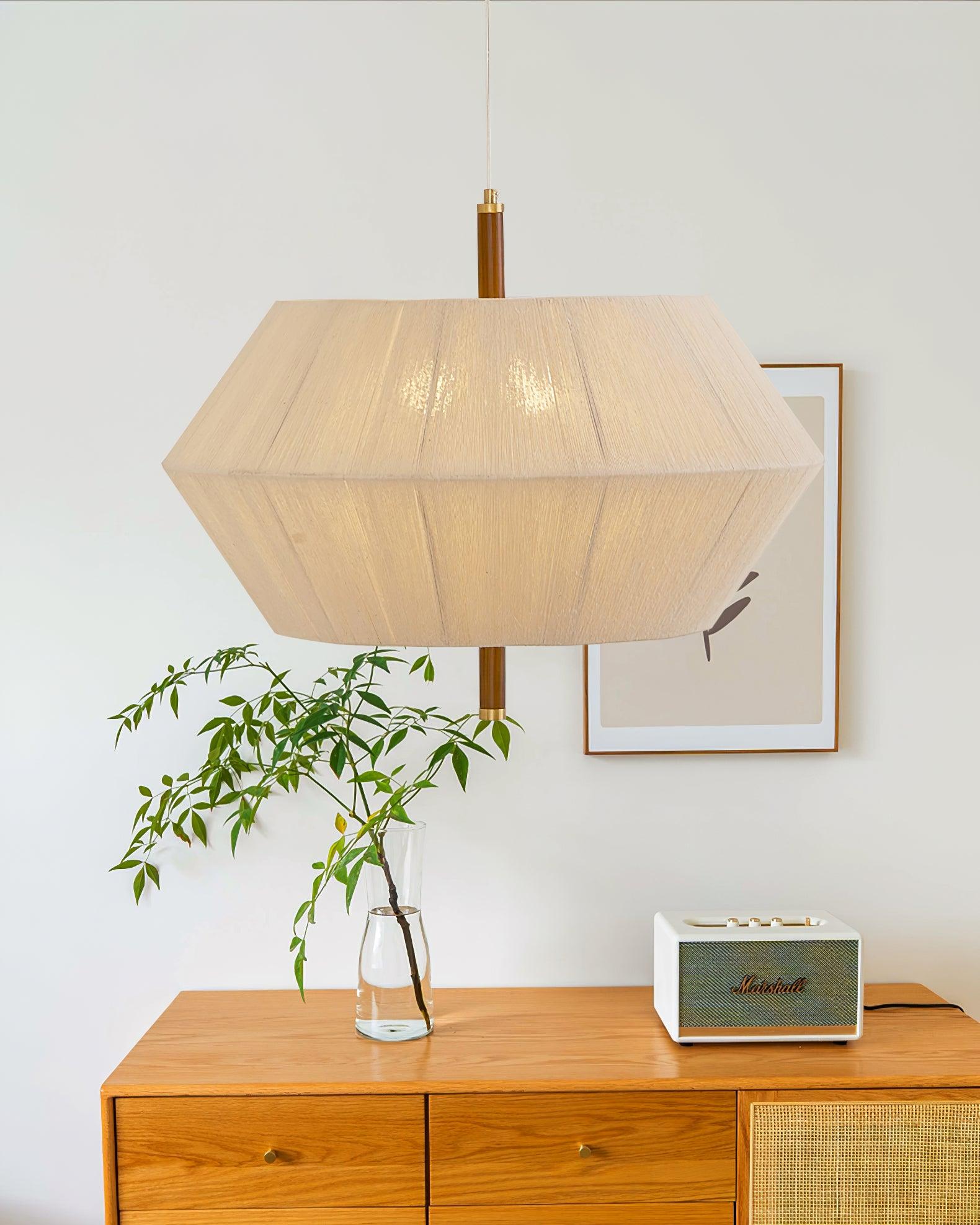 Pendant Lamp Cotton-Thread Shade Walnut Wood Natural - Letslighting