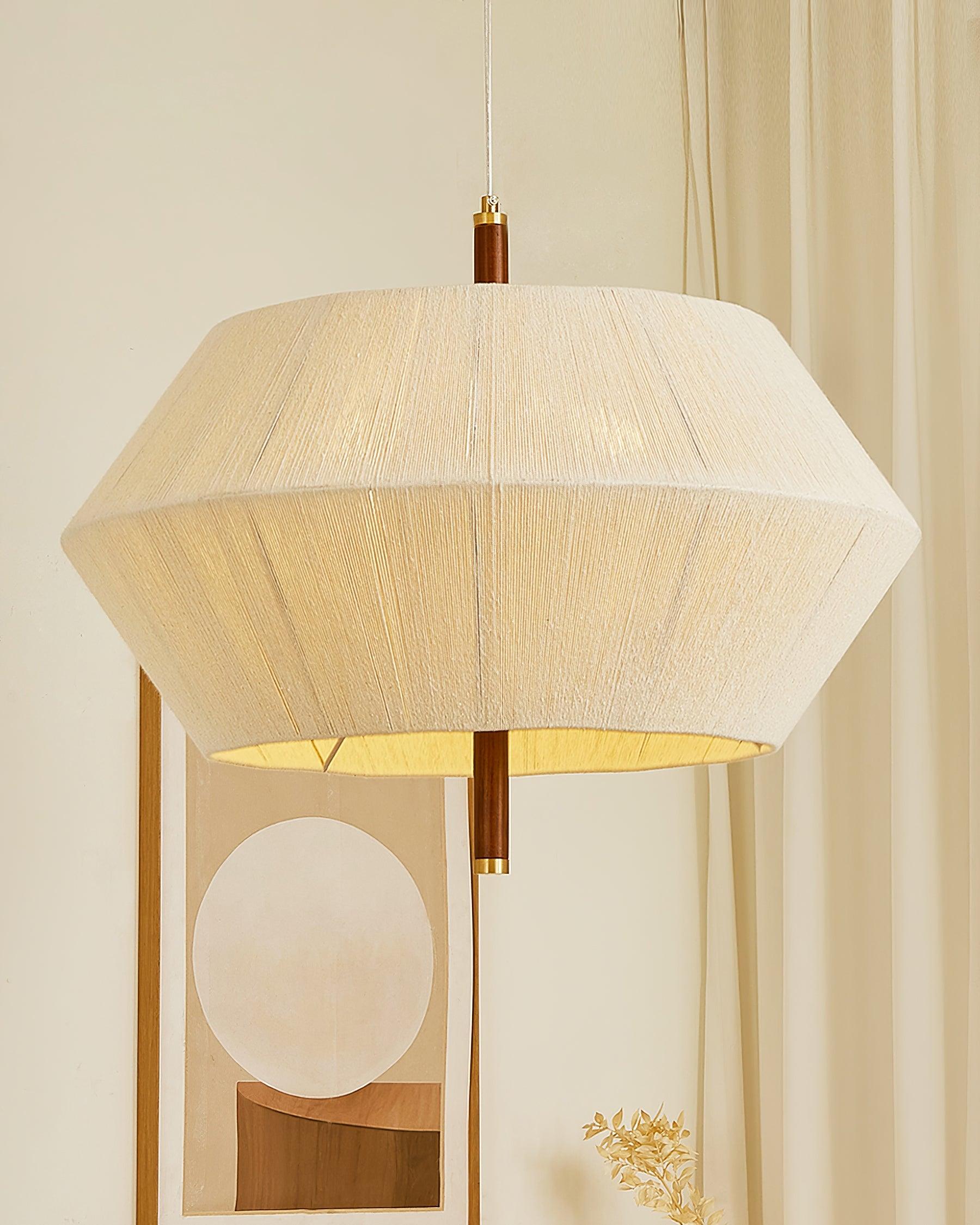 Pendant Lamp Cotton-Thread Shade Walnut Wood Natural - Letslighting