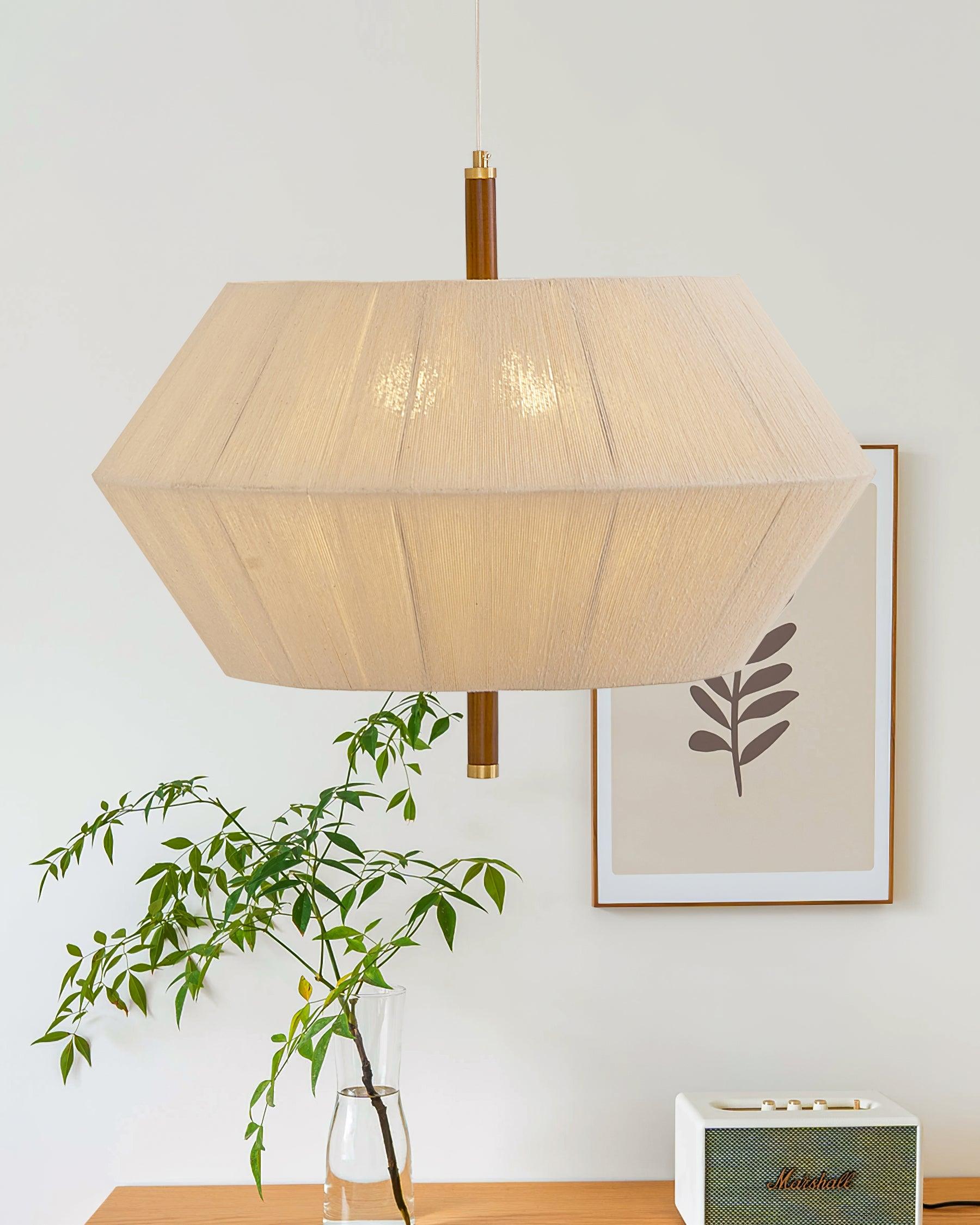 Pendant Lamp Cotton-Thread Shade Walnut Wood Natural - Letslighting