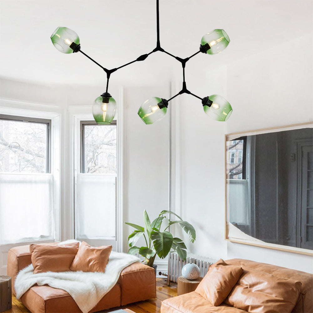 Kirae Suspension Nordique. Verre. Noir/Or. Salon