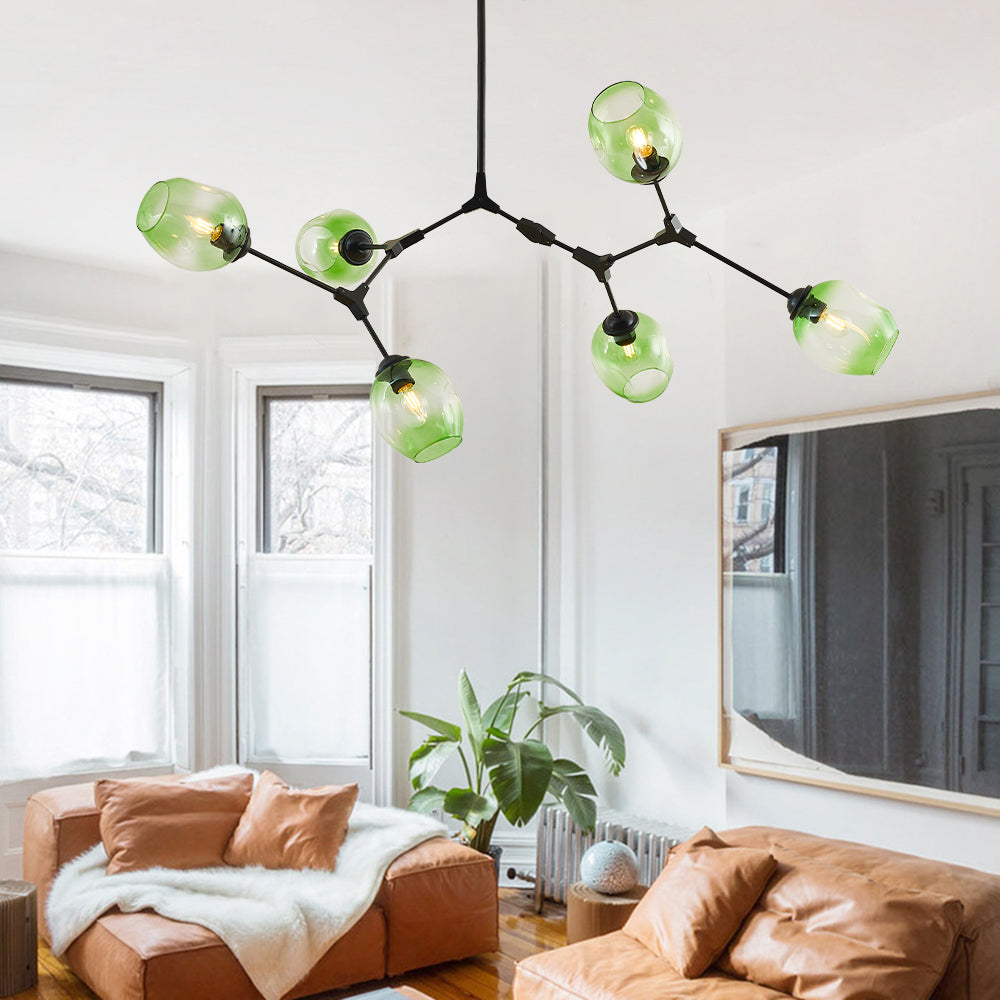 Kirae Suspension Nordique. Verre. Noir/Or. Salon
