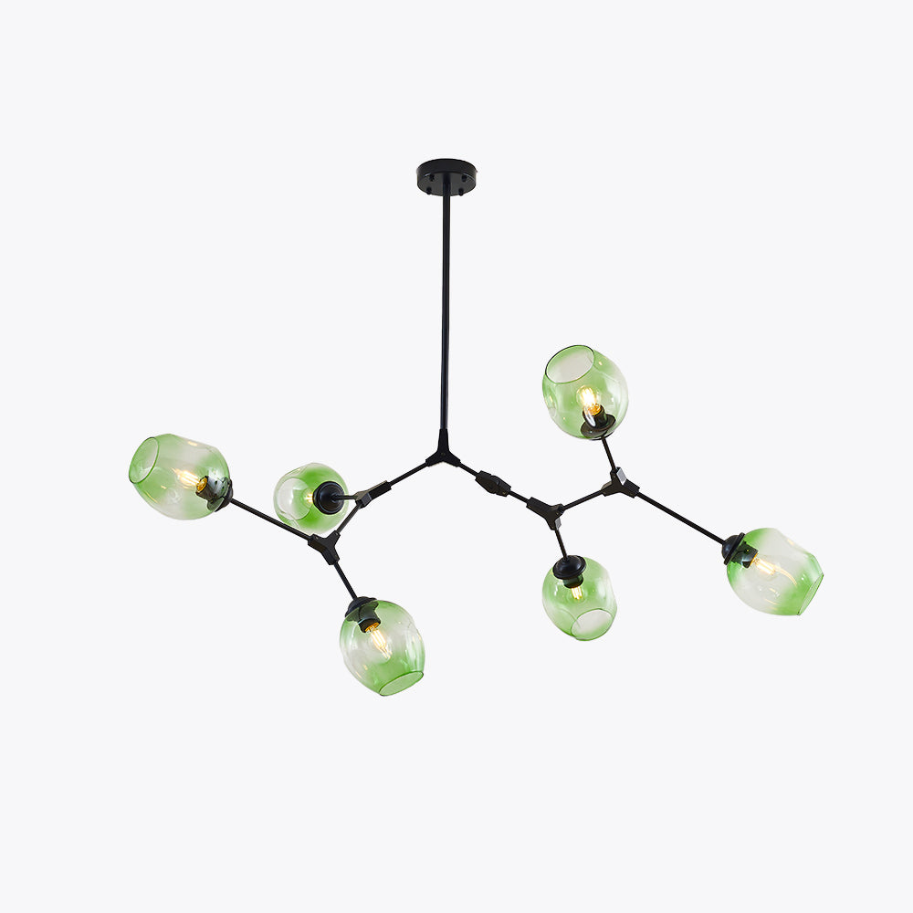 Kirae Suspension Nordique. Verre. Noir/Or. Salon