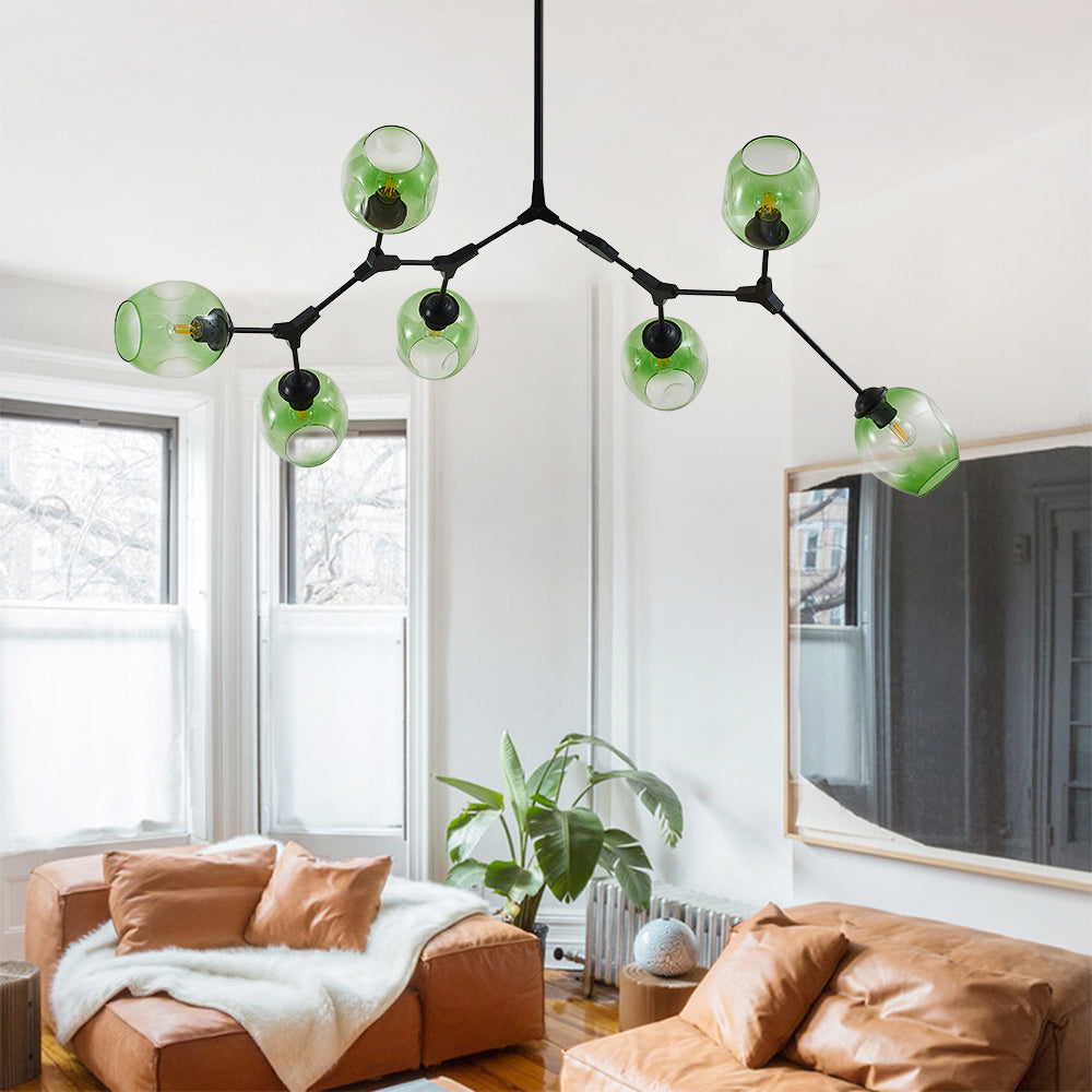 Kirae Suspension Nordique. Verre. Noir/Or. Salon