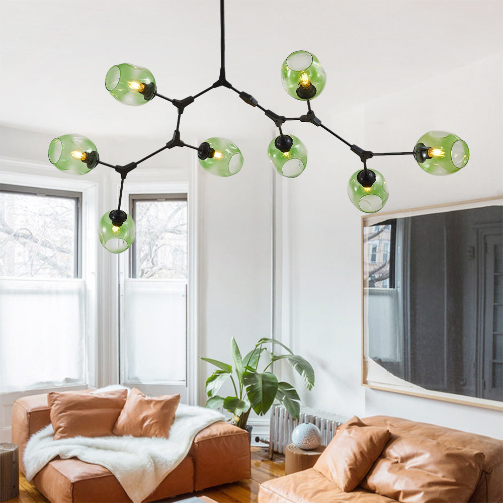 Kirae Suspension Nordique. Verre. Noir/Or. Salon