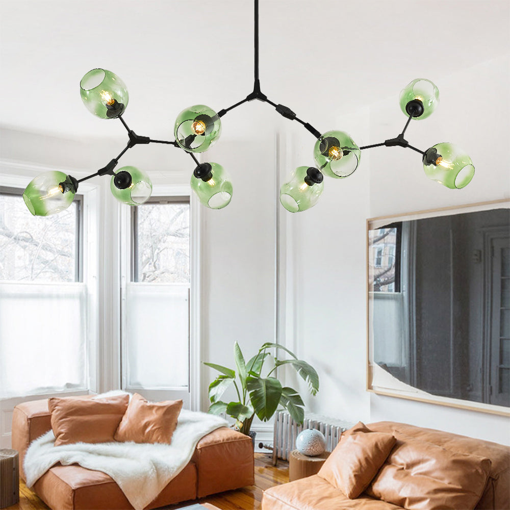 Kirae Suspension Nordique. Verre. Noir/Or. Salon