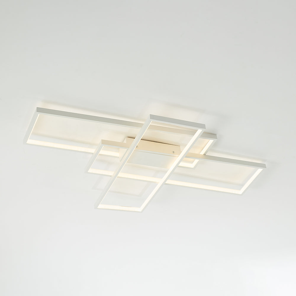 Arisha Plafonnier Rectangle Moderne, Métal/Gel de Silice, Noir/Blanc, Salon - Neutralighting