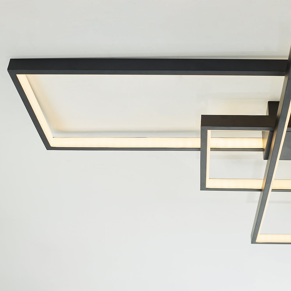 Arisha Plafonnier Rectangle Moderne, Métal/Gel de Silice, Noir/Blanc, Salon - Neutralighting