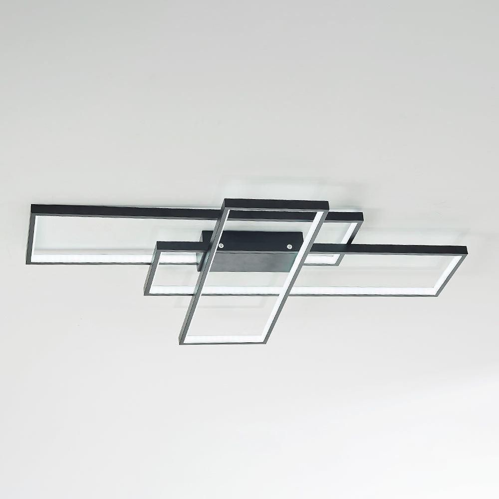 Arisha Plafonnier Rectangle Moderne, Métal/Gel de Silice, Noir/Blanc, Salon - Neutralighting