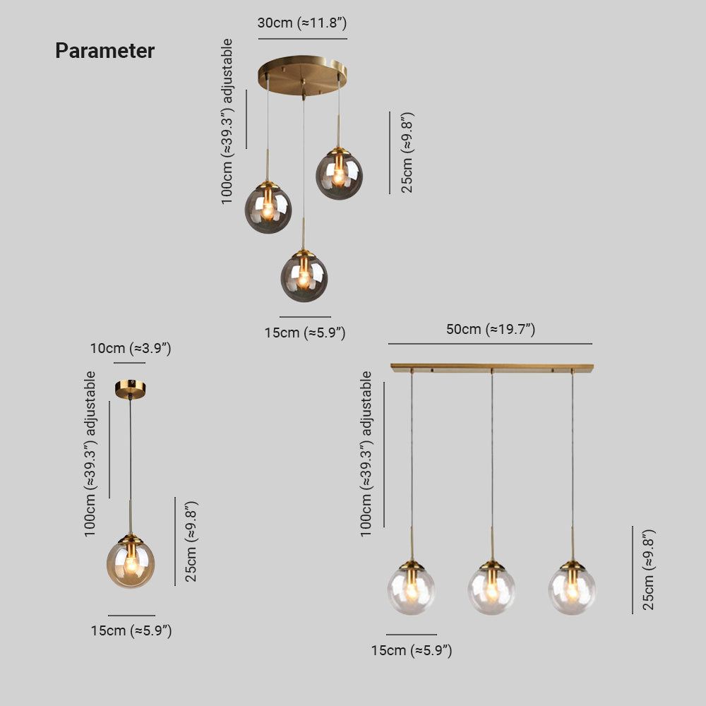 Narell Luminaires Suspension Verre Transparent Ambre
