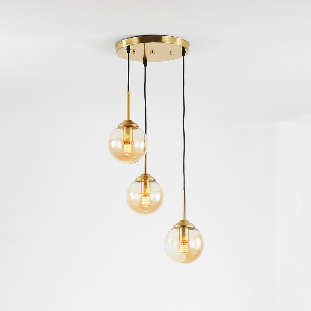 Narell Luminaires Suspension Verre Transparent Ambre