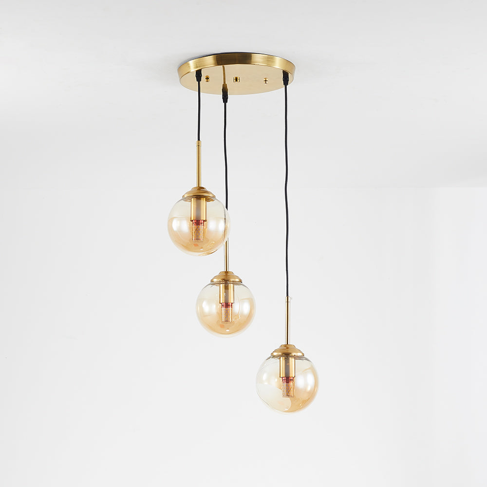 Narell Luminaires Suspension Verre Transparent Ambre