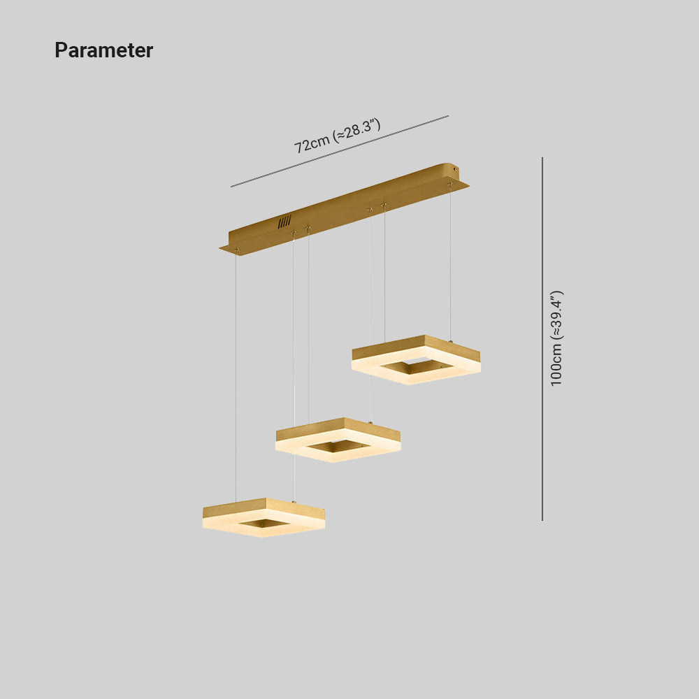 Arisha Suspension Rectangulaire Moderne, Metal/Acrylique, Or, Bureau - Neutralighting