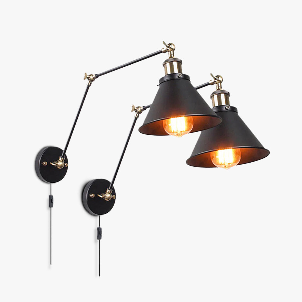Epoch Applique Murale Cône Vintage, Industrielle, Métal, Noir, Salon - Neutralighting
