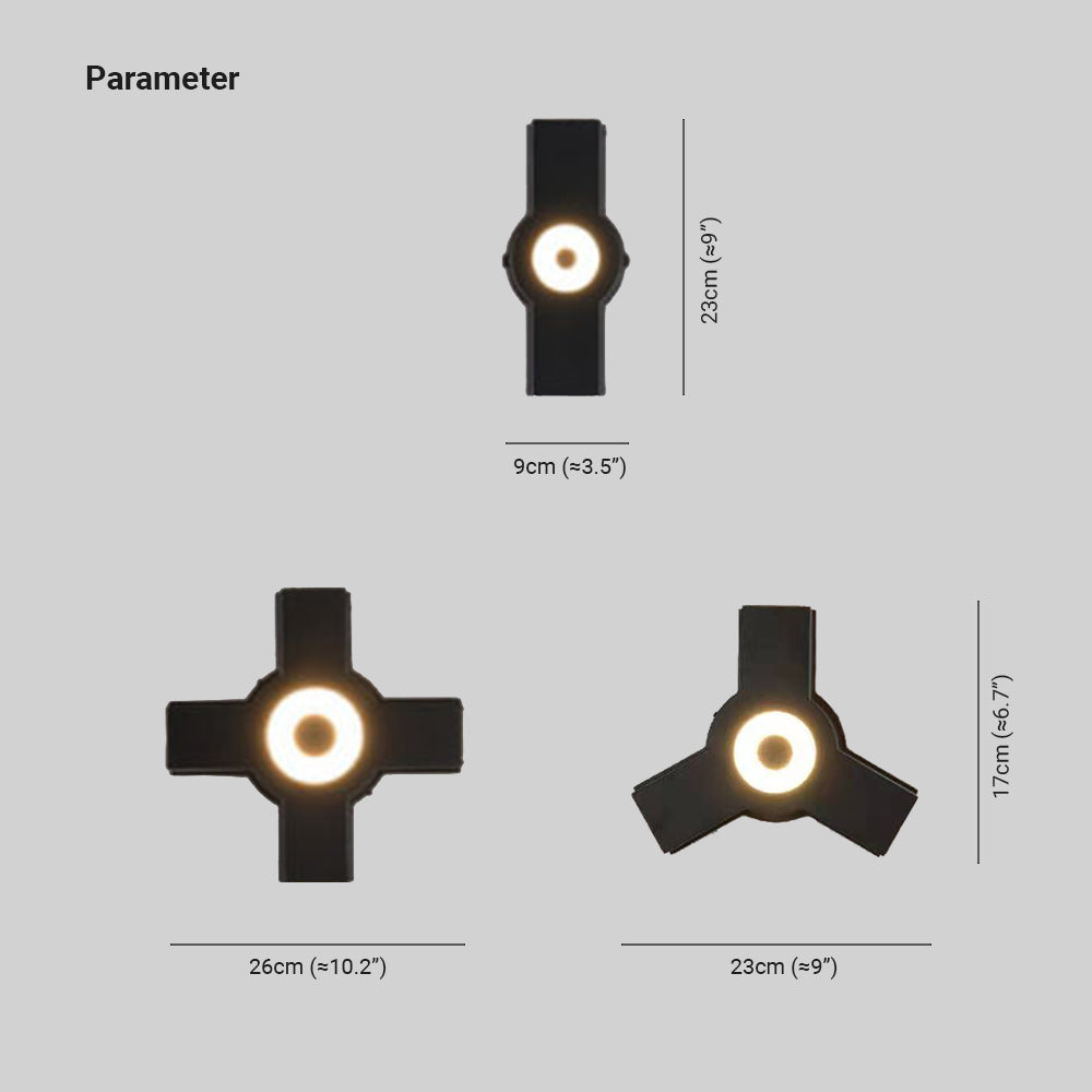 Ray Applique Murale Ronde Moderne, Métal, Noir, Jardin/Couloir - Neutralighting