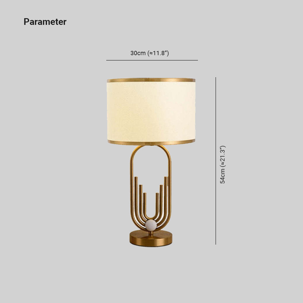 Mira Lampe de Table/Lampadaire Paysage Moderne, Métal/Tissu, Or, Salon