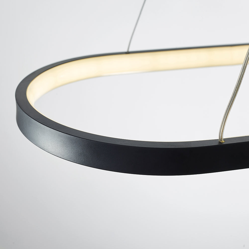 Arisha Suspension Ovale Moderne, Métal/Gel de Silice, Blanc/Noir/Or, Bar - Neutralighting
