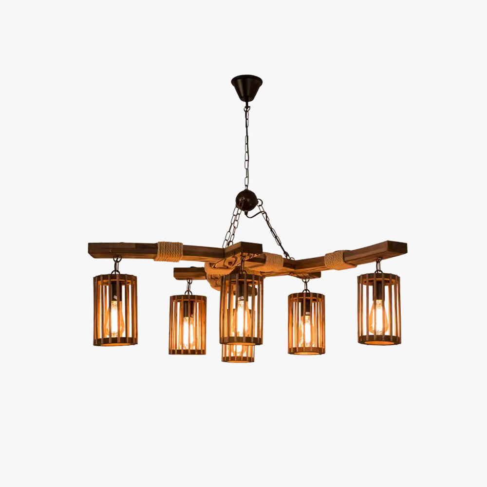 Epoch Moderne Rétro LED Lustre Bois Salon/Salle À Manger/Bar