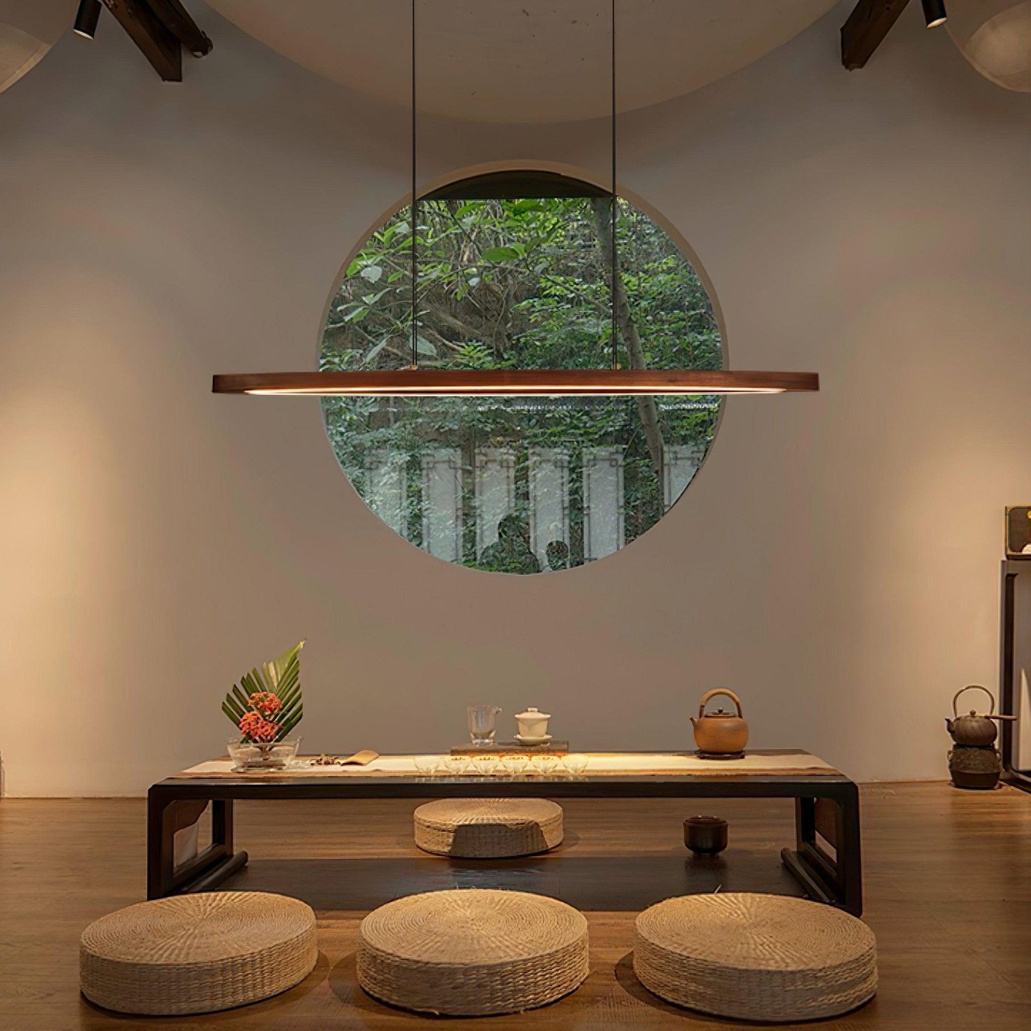 Walnut Arc Linear Pendant Lamp - Blowlighting