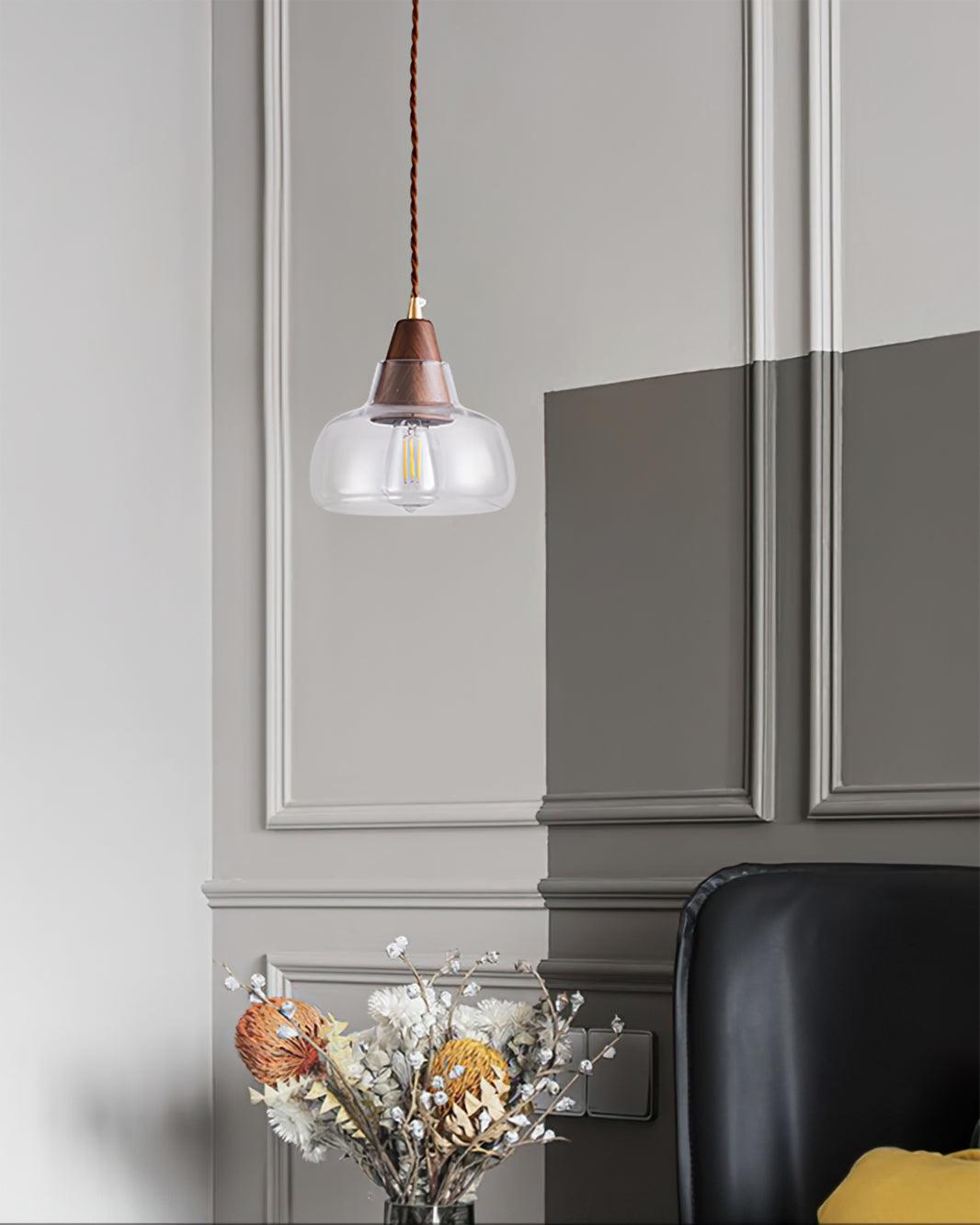 Noyer Lampe à Suspension en Verre - Neutralighting