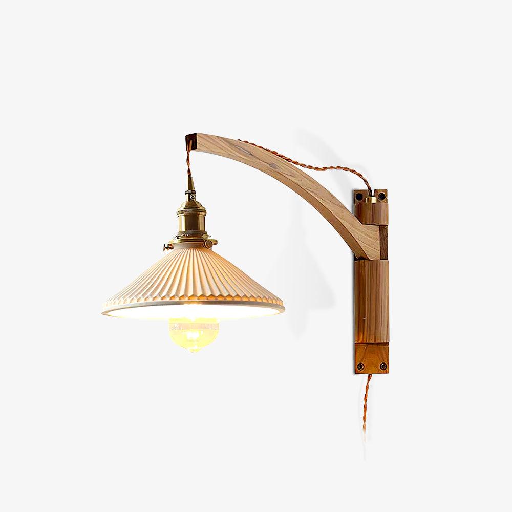 Illaee Nordic Art Swing Arm Walnut Ceramic Wall Light - Neutralighting