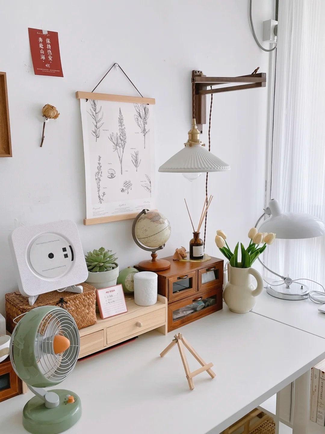 Lyphaia Nordic Art Telescopic Walnut Ceramic Wooden Wall Lamp - Neutralighting