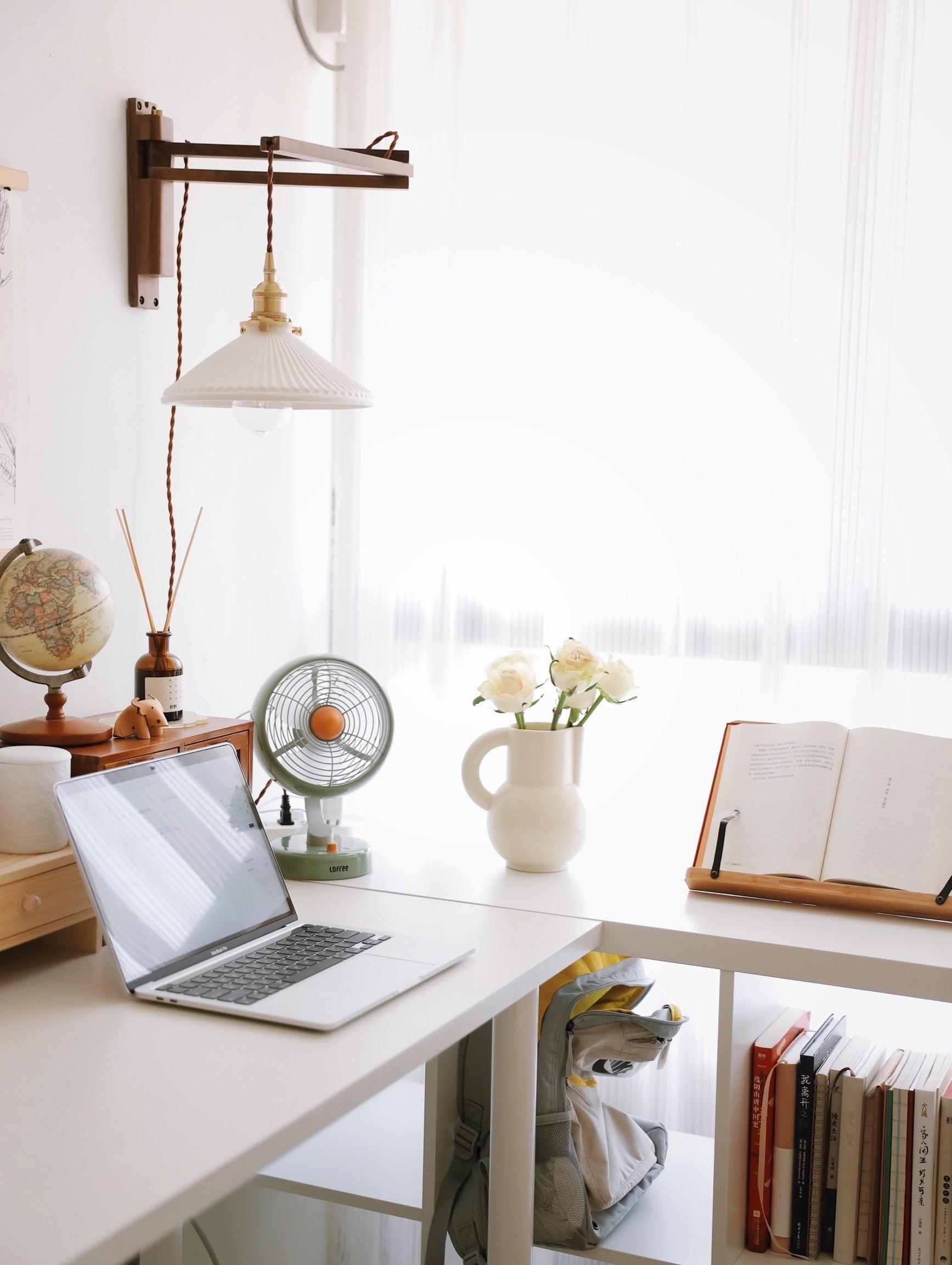 Lyphaia Nordic Art Telescopic Walnut Ceramic Wooden Wall Lamp - Neutralighting