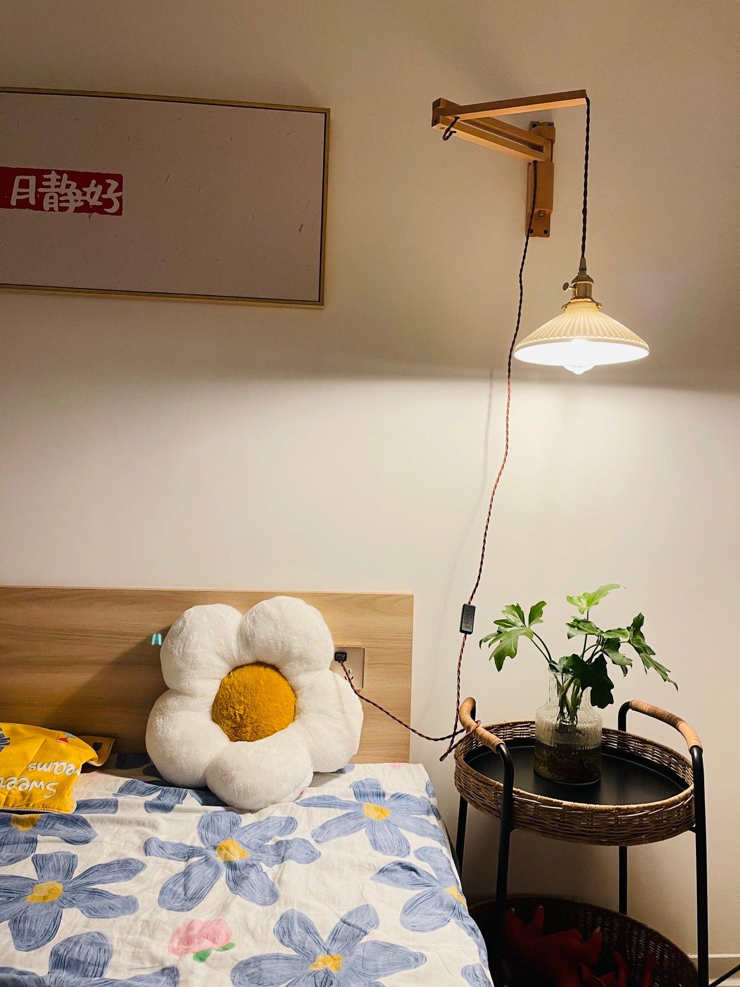 Lyphaia Nordic Art Telescopic Walnut Ceramic Wooden Wall Lamp - Neutralighting