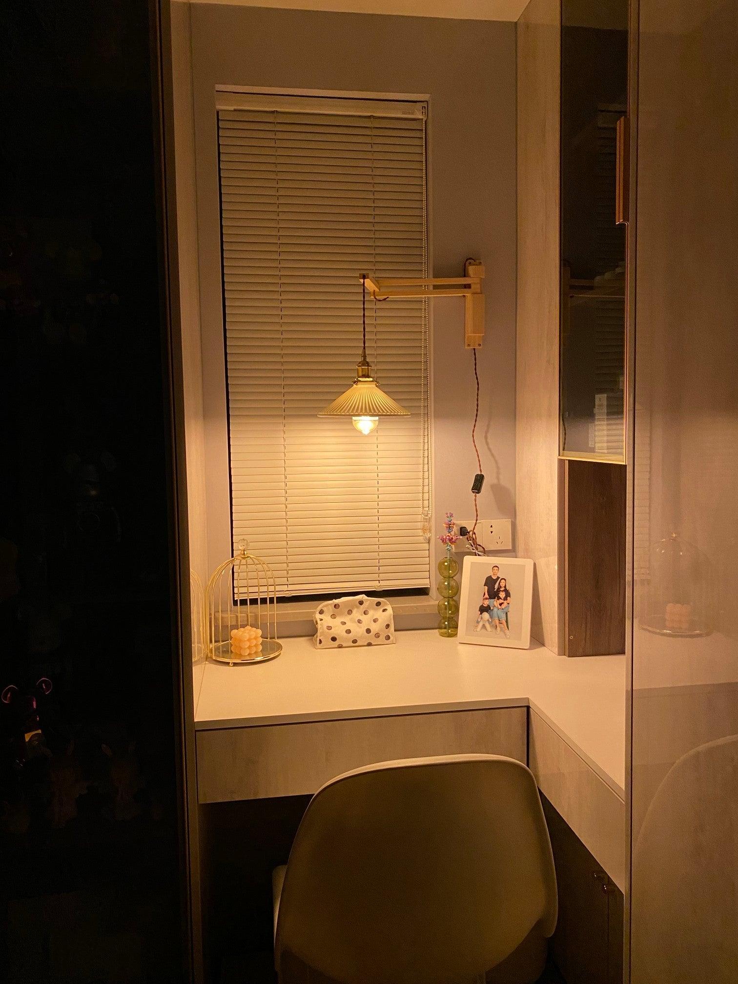 Lyphaia Nordic Art Telescopic Walnut Ceramic Wooden Wall Lamp - Neutralighting