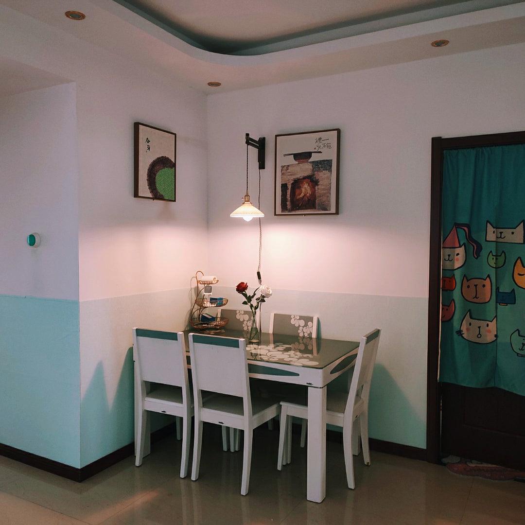 Lyphaia Nordic Art Telescopic Walnut Ceramic Wooden Wall Lamp - Neutralighting