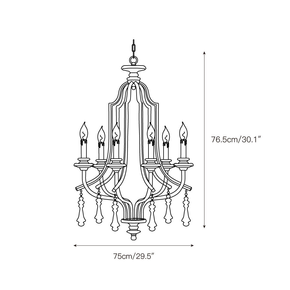 Arsoliel Vintage Luxury Metal Wood Chandelier - Lamp Copper